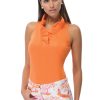 Jersey Sleeveless Ruffneck Top - Solid Orange