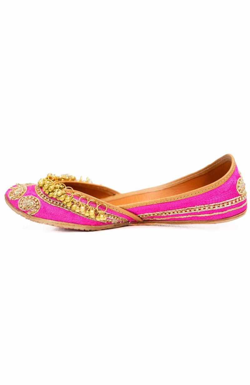 Hand Embroidered Jingle Jangle Jutti Flats Pink