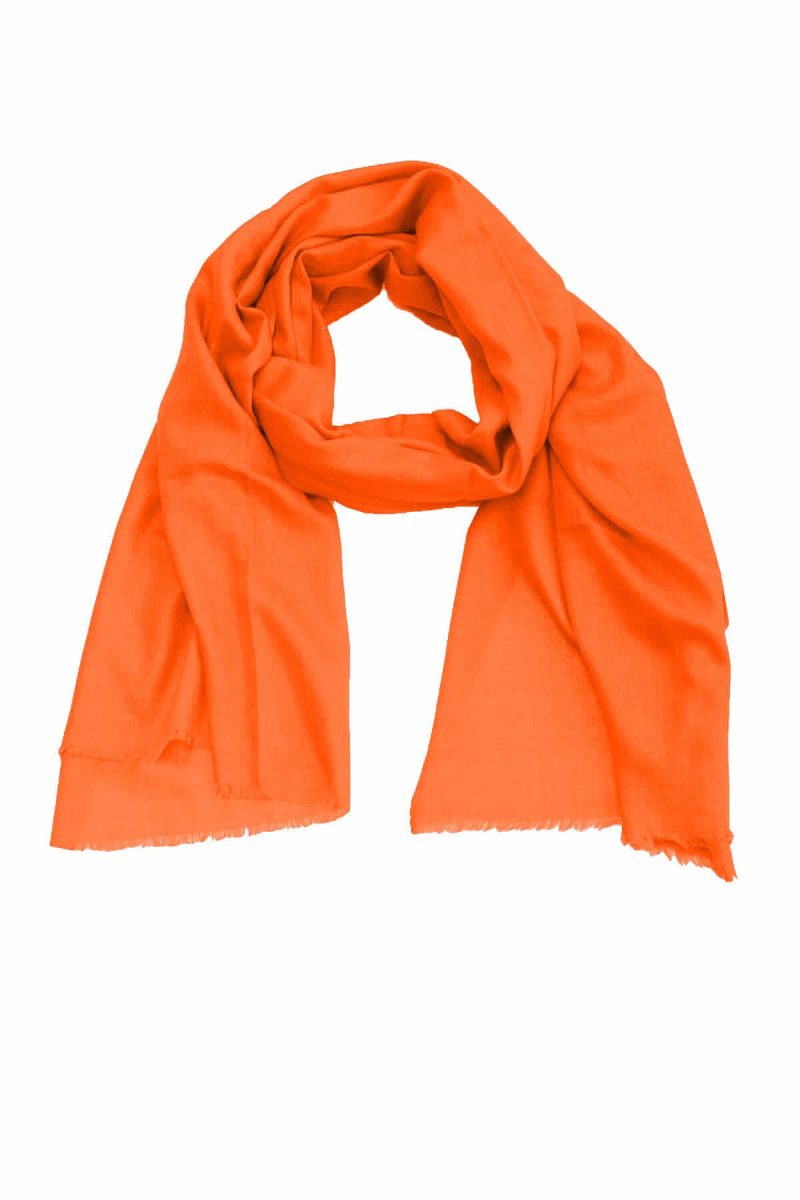 100% Cashmere Pashmina Scarf/Shawl - Classic Orange One Size