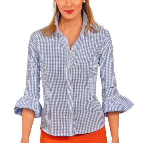 Priss Blouse - Gingham Blues