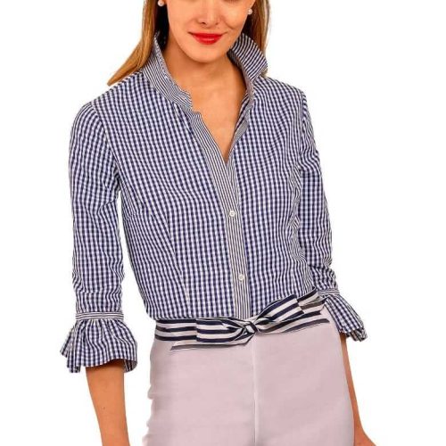 Priss Blouse - Gingham Navy