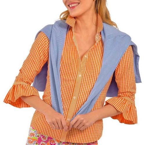 Priss Blouse - Gingham Orange