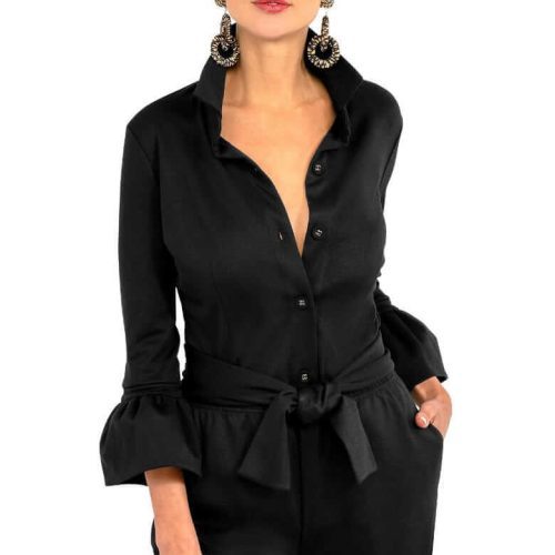 Ponte Priss Blouse - Uptown Girl Black