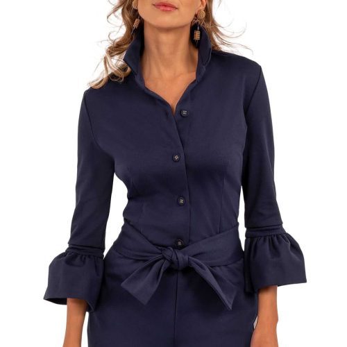 Ponte Priss Blouse - Uptown Girl Navy