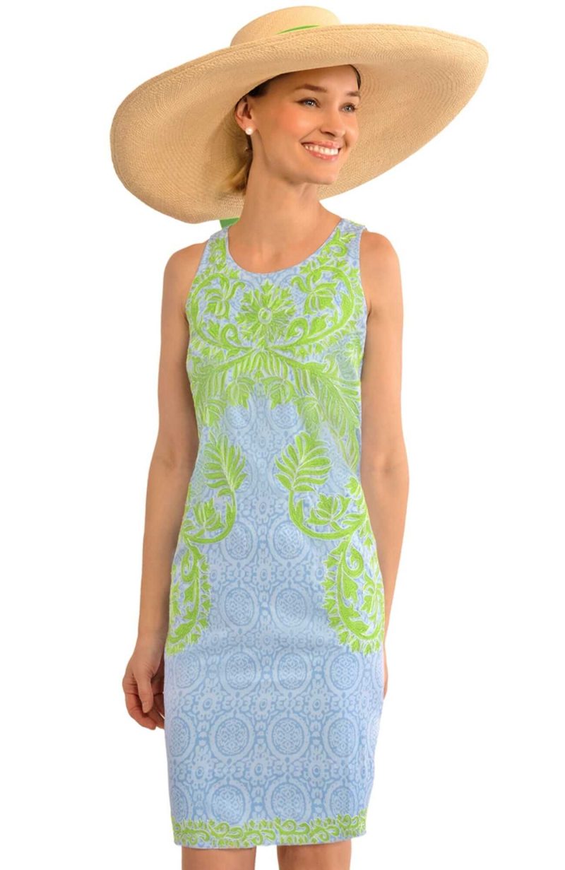 Embroidered Dress - Curacao - Final Sale Periwinkle Lime