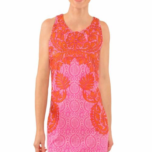 Embroidered Dress - Curacao - Final Sale Pink Orange