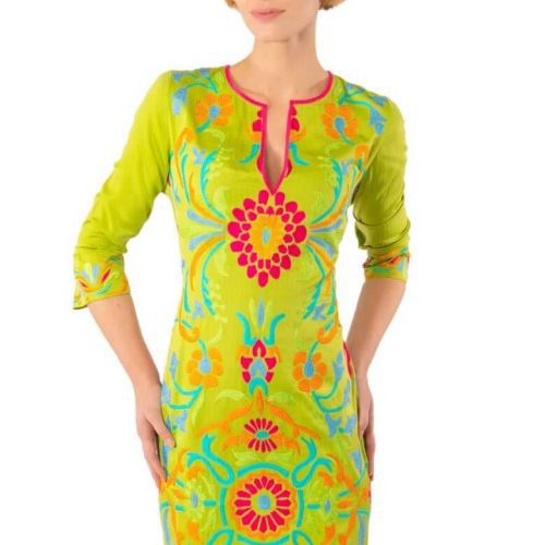 Embroidered Dress - Midori - Final Sale Green Multi