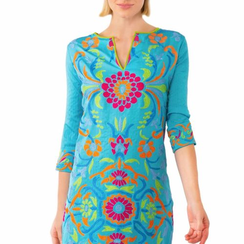 Embroidered Dress - Midori - Final Sale Turquoise Multi