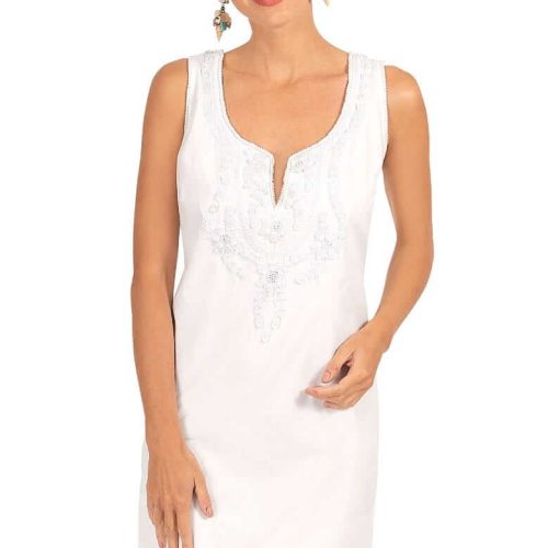 Hand Embroidered Simply Beautiful Dress - La Di Da - Final Sale White