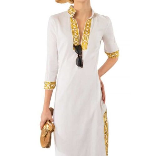 Embroidered Caftan - Rio Gio - Final Sale White Gold