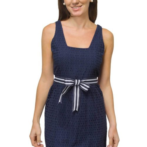 Cotton Eyelet Dress - Final Sale Navy