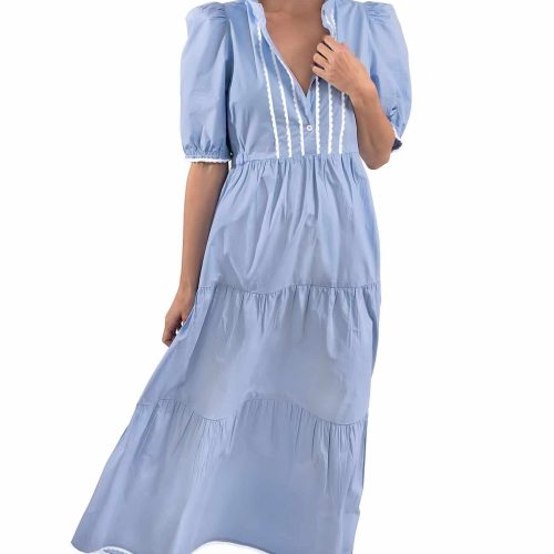 Cotton Ric Rac Roc Midi/Maxi Dress Periwinkle