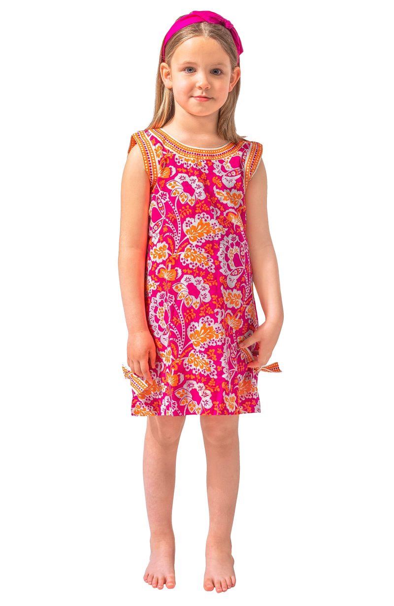 Girls Dress - Flora Pink Orange