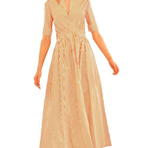 June Dress - Stripe Wash & Wear Orange