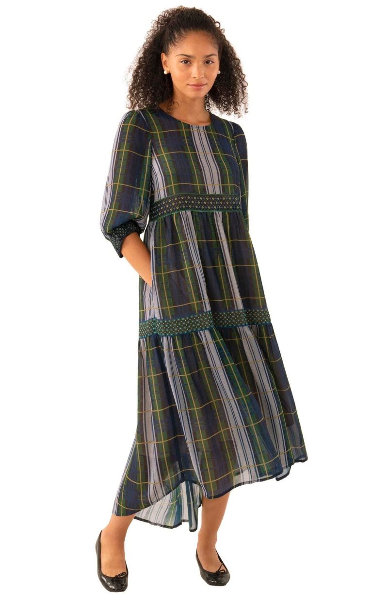 Peasant Dress - Campbell Plaid Green