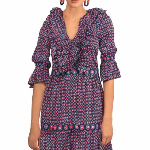 Posh Foulard Dress - Final Sale Navy Multi