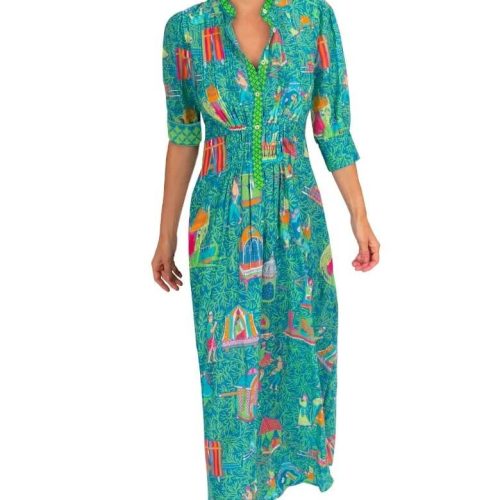 Cinch Maxi Dress - Palanquin Party Turquoise