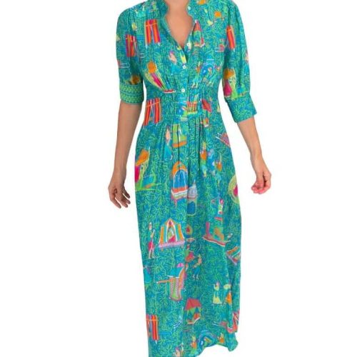 Cotton Pulley Dress - Birds & The Bees - Final Sale Turquoise