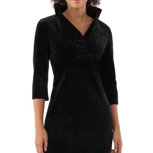 Ruffneck Dress - Silky Velvet Black