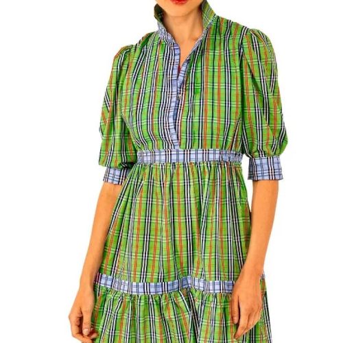 Damsel Dress Sunshine Plaid Green