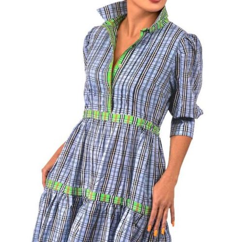 Damsel Dress Sunshine Plaid Periwinkli