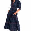 Cotton Damsel Dress - Tattersall - Final Sale Navy