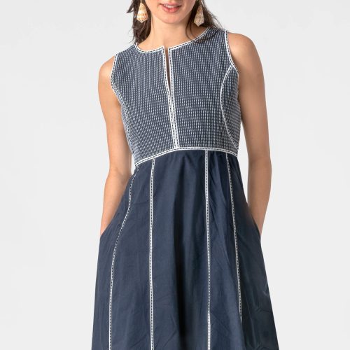 Trapunto Tango Dress (Pre-Order) Navy White