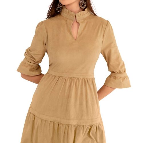 Ultra Suede Teardrop Dress - Final Sale Beige