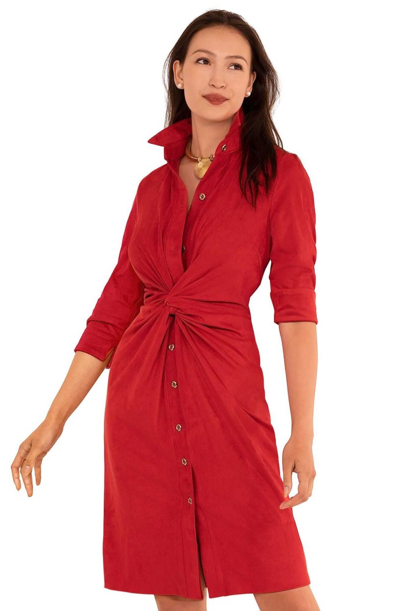 Ultra Suede Twist & Shout Dress - Final Sale Red