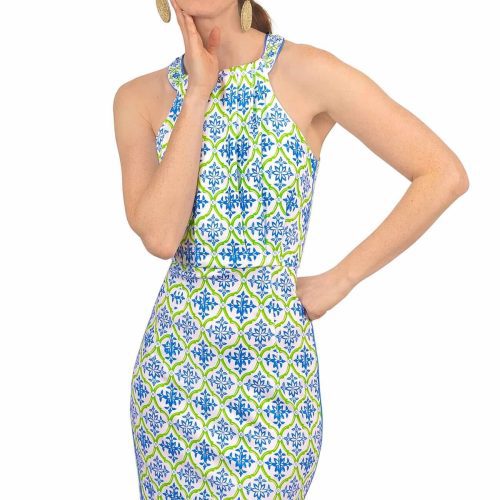 Jersey Bougie Dress - East India - Final Sale Blue Green