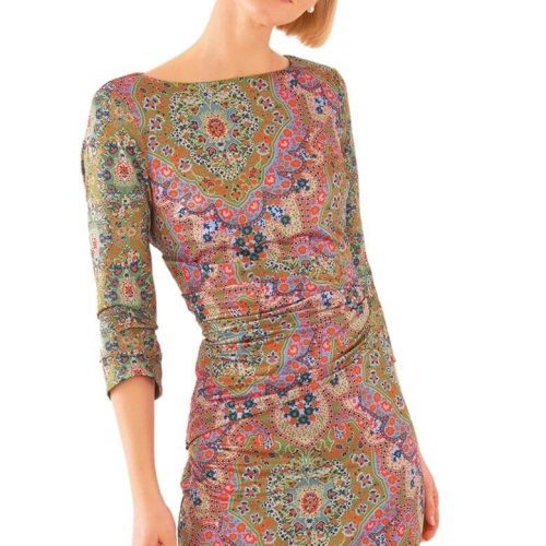 Jersey Corset Dress - Pleasantly Paisley - Final Sale Olive