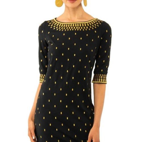 Jersey Embroidered Dress - Rocket Girl Black Gold