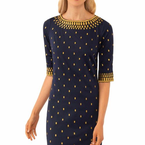 Jersey Embroidered Dress - Rocket Girl Navy Gold