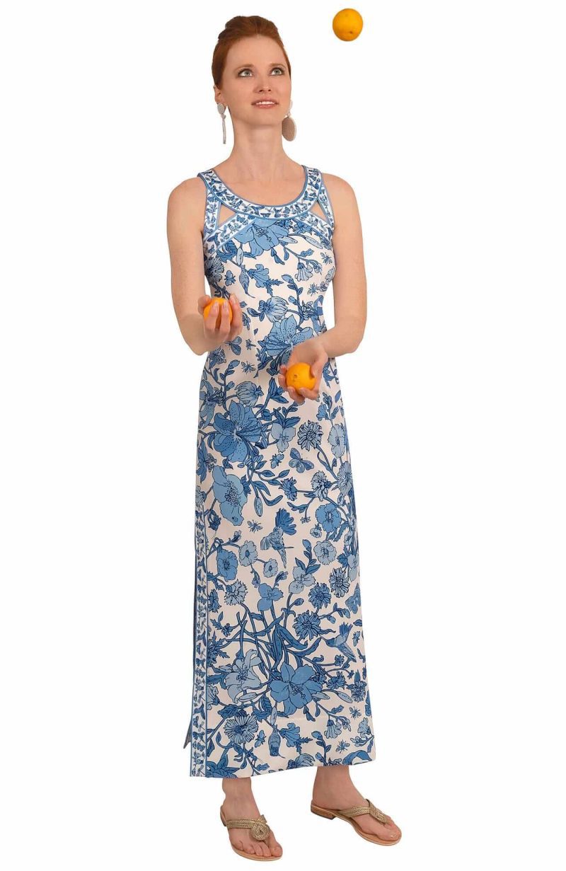 Jersey Isosceles Maxi Dress - Birds & The Bees - Final Sale Blues