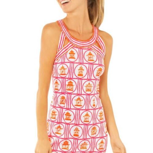 Jersey Isosceles Dress - Bird Palace - Final Sale Pink Orange