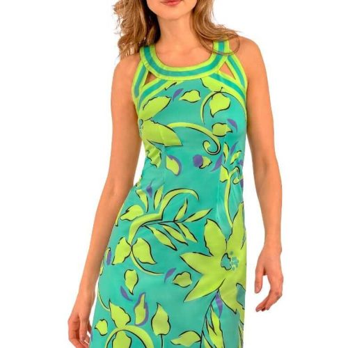 Jersey Isosceles Dress - Full Bloom Turquoise