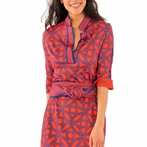 Jersey Mandarin Dress - Hooplah - Final Sale Red