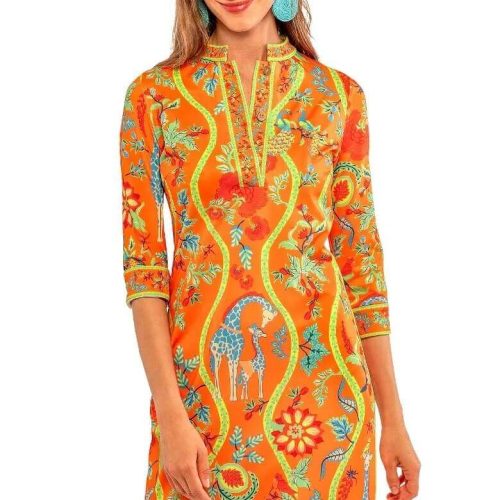 Mandarin Dress - Jungle Symphony Orange