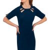 Jersey Peek A Boo Dress Navy Kelly