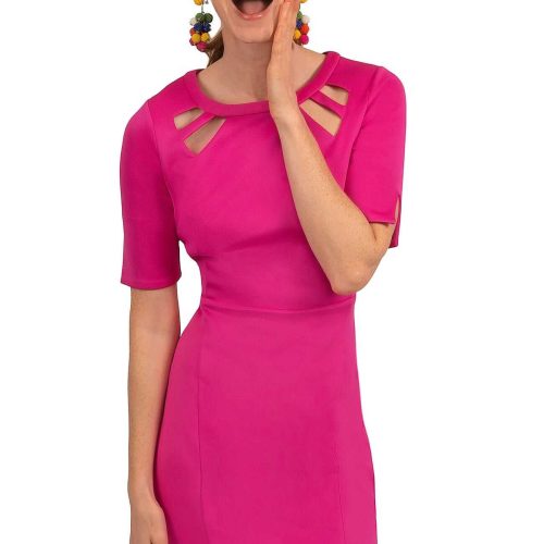 Jersey Peek A Boo Dress - Final Sale Pink Orange