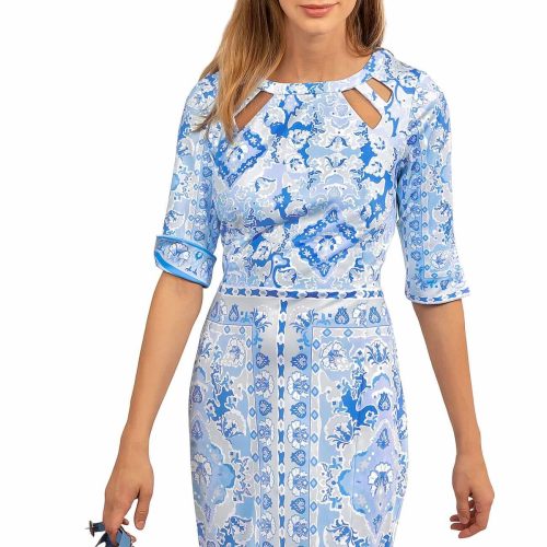 Jersey Peek A Boo Dress - Watteau Blues