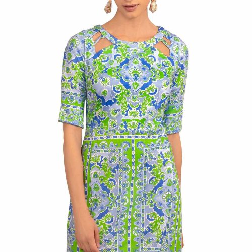 Jersey Peek A Boo Dress - Watteau Kelly Blue