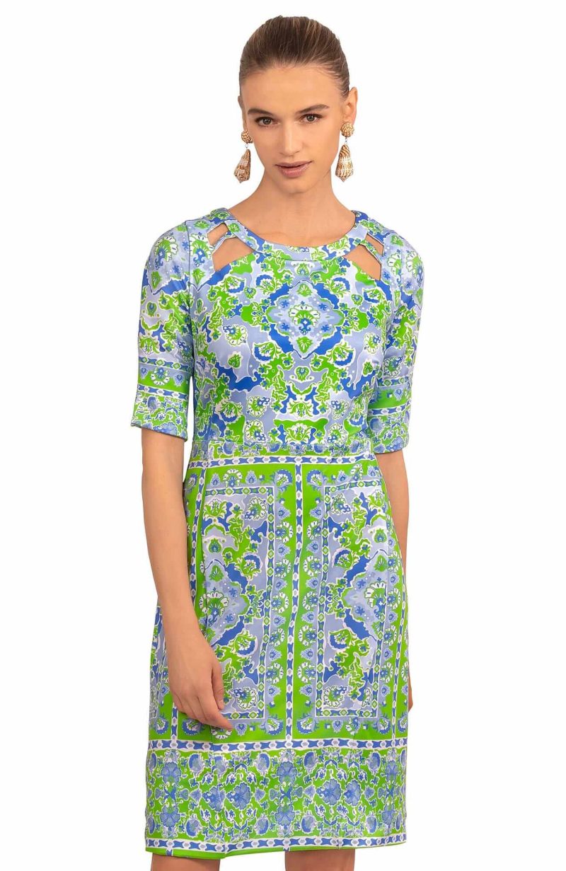 Jersey Peek A Boo Dress - Watteau Kelly Blue