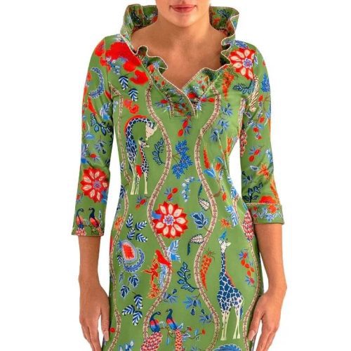 Ruffneck Dress - Jungle Symphony Olive