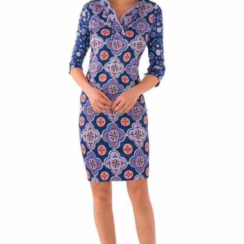 Jersey Ruffneck Dress - Sundial - Final Sale Imari