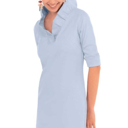 Jersey Ruffneck Dress - Solid Periwinkle