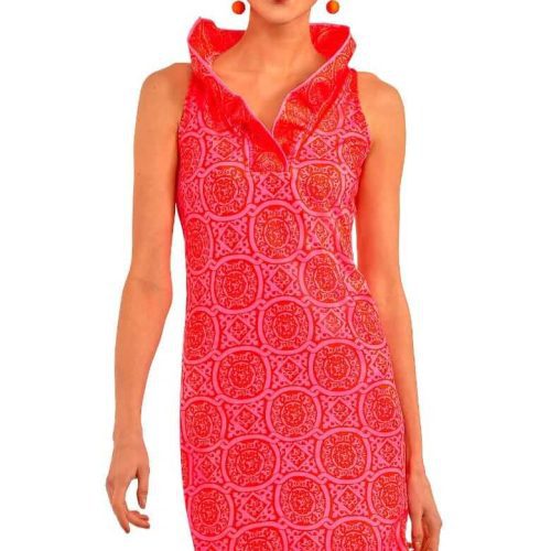 Ruffneck Sleeveless Dress - Sultan's Dining Room Pink Red