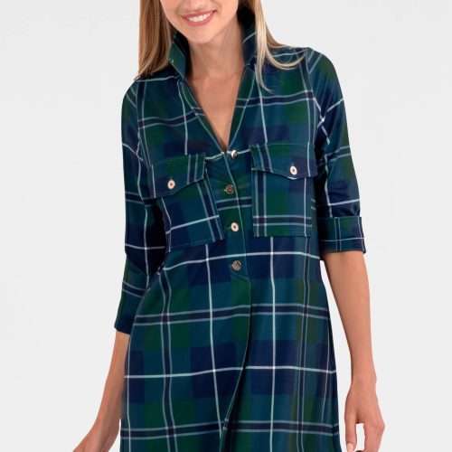 Gretchen Scott - Alli Dress - Melville Tartan - Green Multi - Image 1