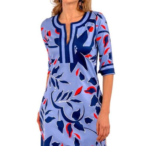 Jersey Split Neck Dress - Full Bloom Periwinkle