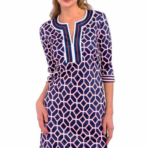 Jersey Split Neck Dress - Lucy In The Sky With Diamonds Navy